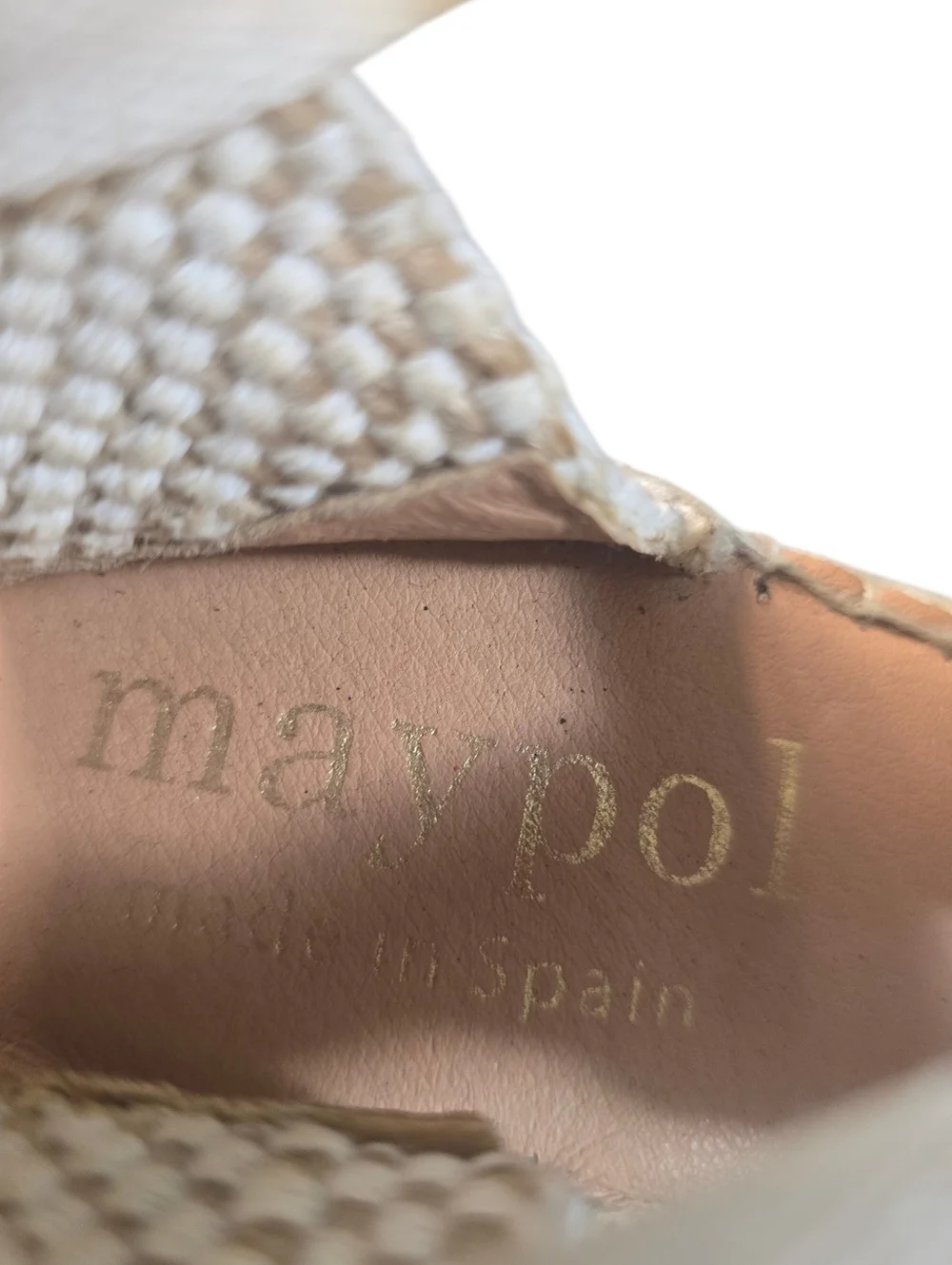 Maypol Spain Espadrilles Leather Crochet Espadrille Tie-Back Wedge Sz. 39/8